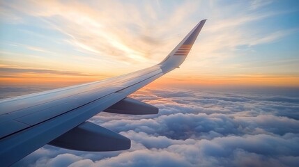 Obraz premium A Breathtaking Sunset View from an Airplane Wing