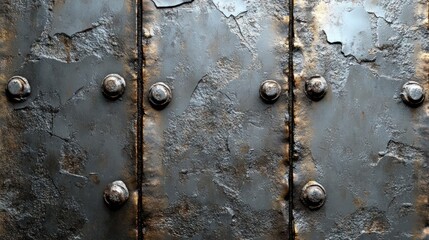 Rusty metal door with bolts