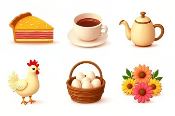 Farm Fresh Food and Drink Illustration Set
