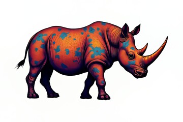 Fototapeta premium Floral Decorated Rhinoceros Illustration