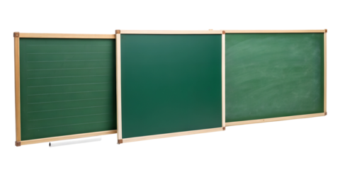 Blank Horizontal Green Chalkboard with Three Different Styles for Schools, PNG Transparent