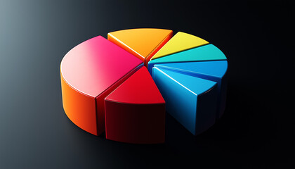 Obraz premium Three dimensional colorful segmented pie chart data visualization business analytics infographic