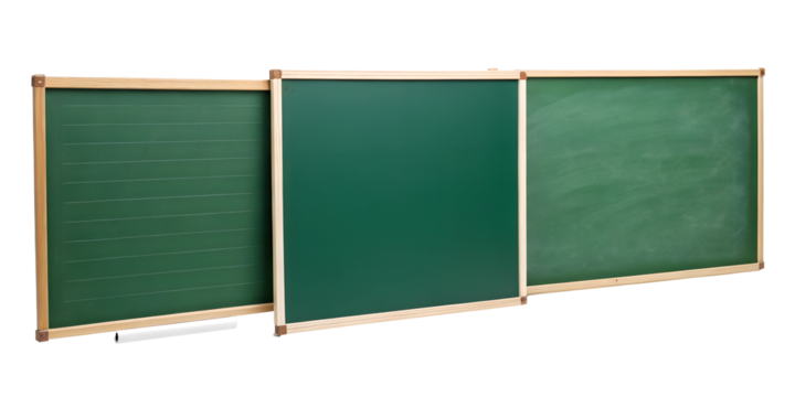 Blank Horizontal Green Chalkboard with Three Different Styles for Schools, PNG Transparent
