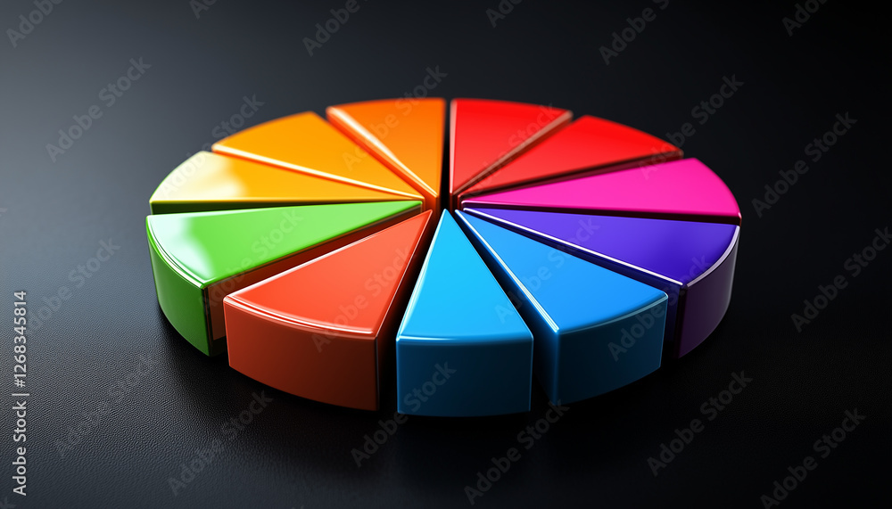 Poster vibrant colorful 3d pie chart data visualization graphic design element