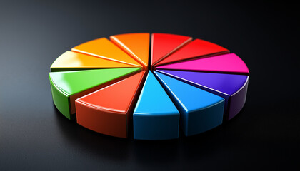 Obraz premium Vibrant Colorful 3D Pie Chart Data Visualization Graphic Design Element