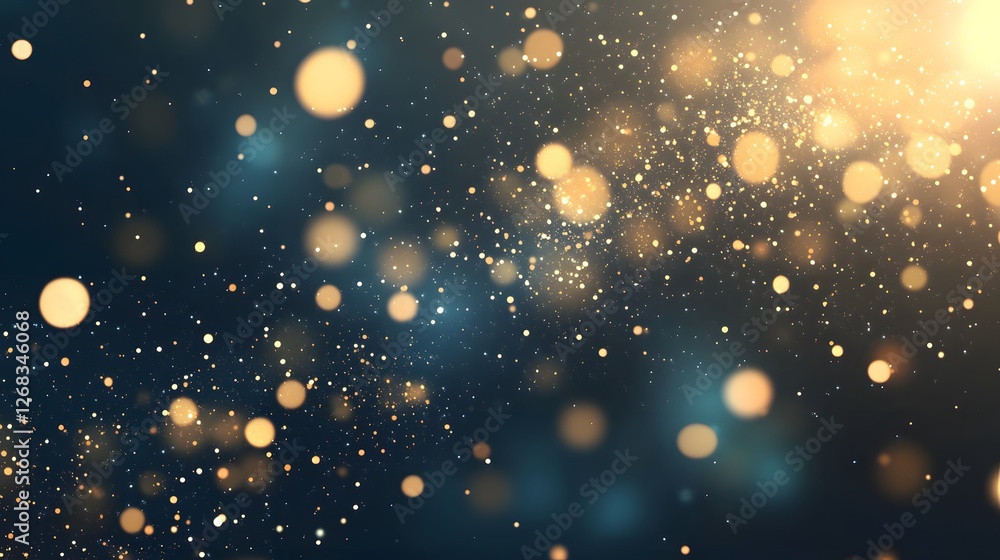 Poster soft glowing bokeh with sparkles on dark background for design