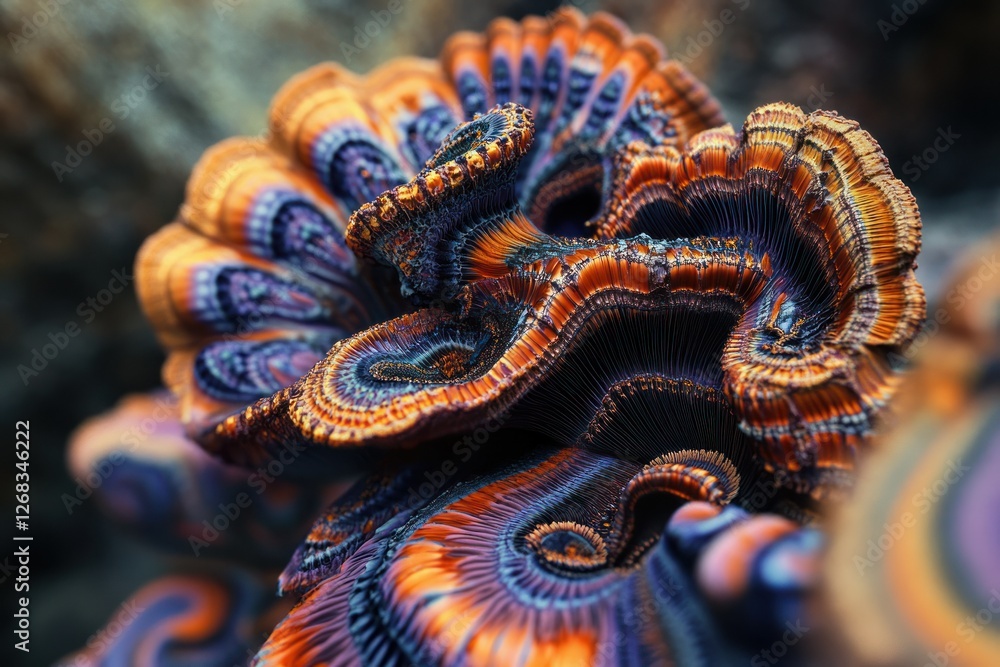 Poster psychedelic decorative mushrooms. image created with generative ai technology.
