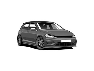 hand drawn black car illustration