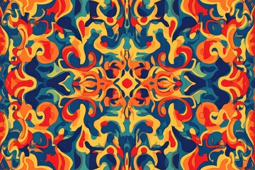Psychedelic swirling colors in a seamless, vibrant abstract pattern.