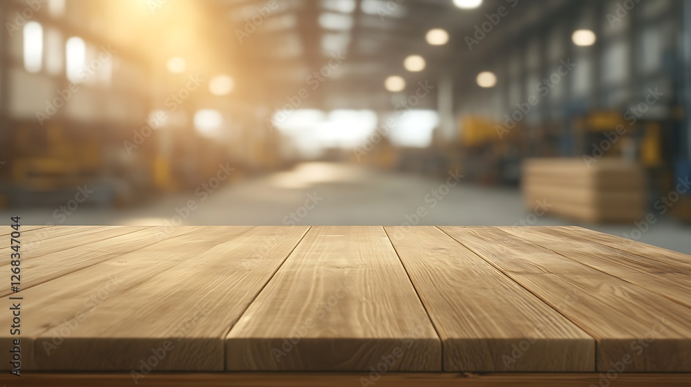 Poster a high-quality image of a sturdy wooden table in sharp focus, perfect for interior design and furnit