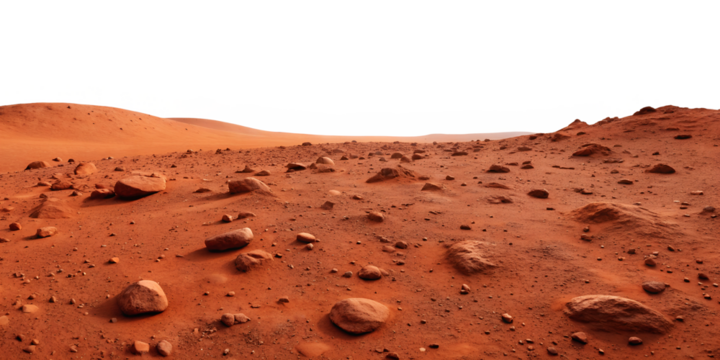 Martian Landscape on Transparent Background Red Planet Space Desert, PNG Transparent