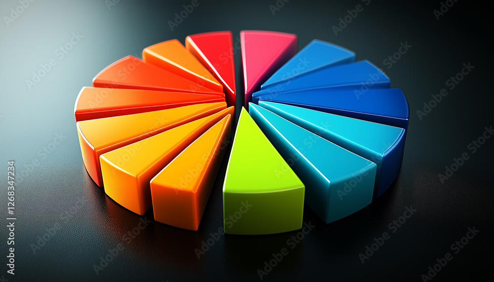 Poster vibrant 3d color wheel chart data visualization graphic design