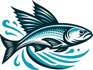 illustration of jumping fish, fish jump out of water