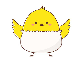 おむつをしたヒヨコのイラスト