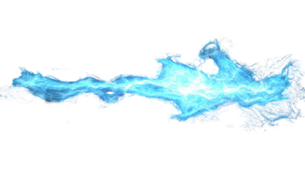 Blue plasma energy beam on transparent background
