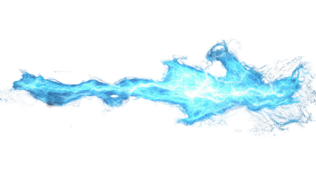Blue plasma energy beam on transparent background