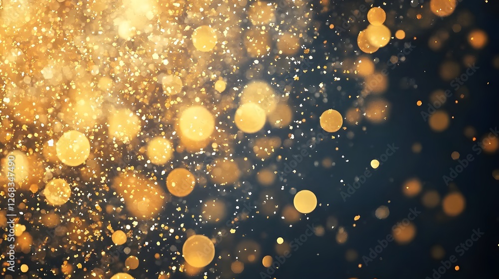 Poster sparkling bokeh background with golden lights and shimmering effects