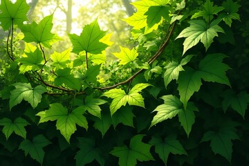 Lush Green Foliage in a Forest Setting