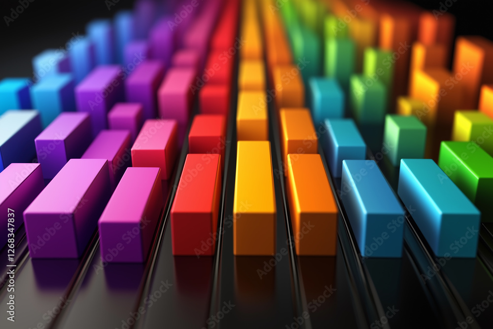 Poster abstract colorful 3d blocks rainbow spectrum gradient pattern design