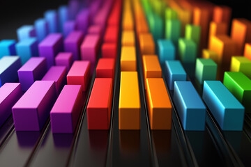 Obraz premium Abstract Colorful 3D Blocks Rainbow Spectrum Gradient Pattern Design