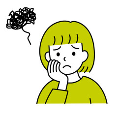 困った顔の女性　グリーン