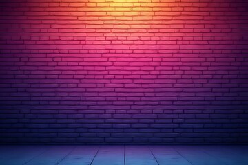 Neon Brick Wall Background with Gradient Colors - Empty Room Scene