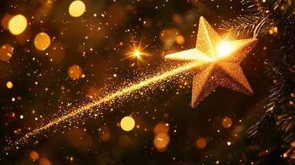 Glittering star trails across festive bokeh