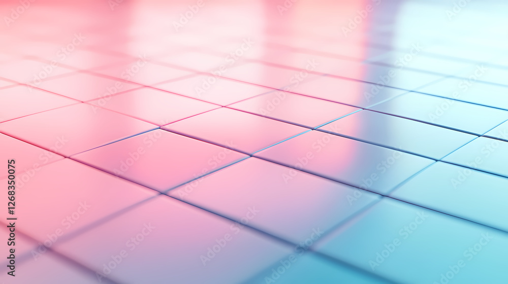 Poster abstract grid of pink and blue blocks with depth