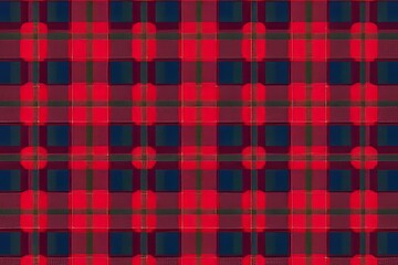 Red and Navy Plaid Fabric with Decorative Circles
