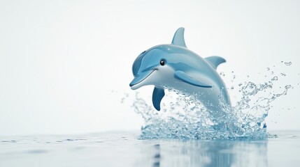 Obraz premium Playful Dolphin Leaping Above Crystal Clear Ocean Water Surface