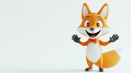 Cheerful Cartoon Fox Character with Friendly Expression and Gesture
