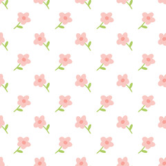 Fresh pink flower element vector seamless print pattern, cute pattern, home textile pattern, children's pattern.