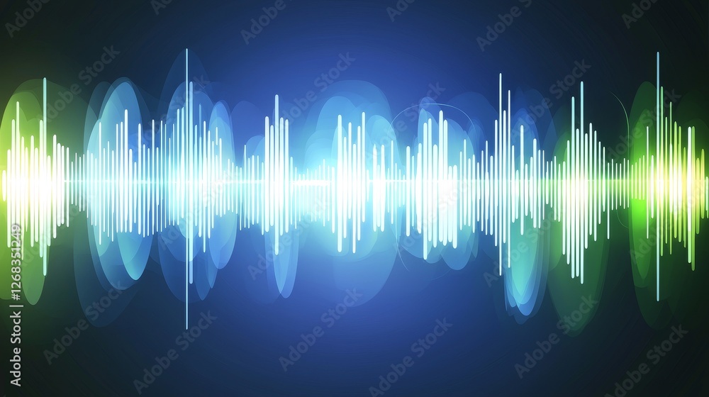 Poster dynamic sound wave visualization digital art abstract vibrant colors close-up audio concepts