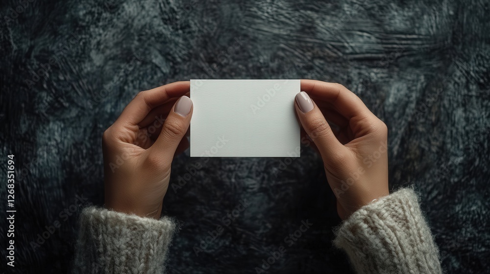 Poster plain white card, contrasted by a deep, textured background that creates a dynamic and clean visual