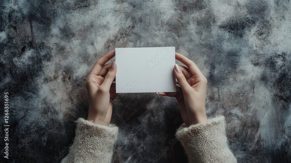 Poster plain white card, contrasted by a deep, textured background that creates a dynamic and clean visual