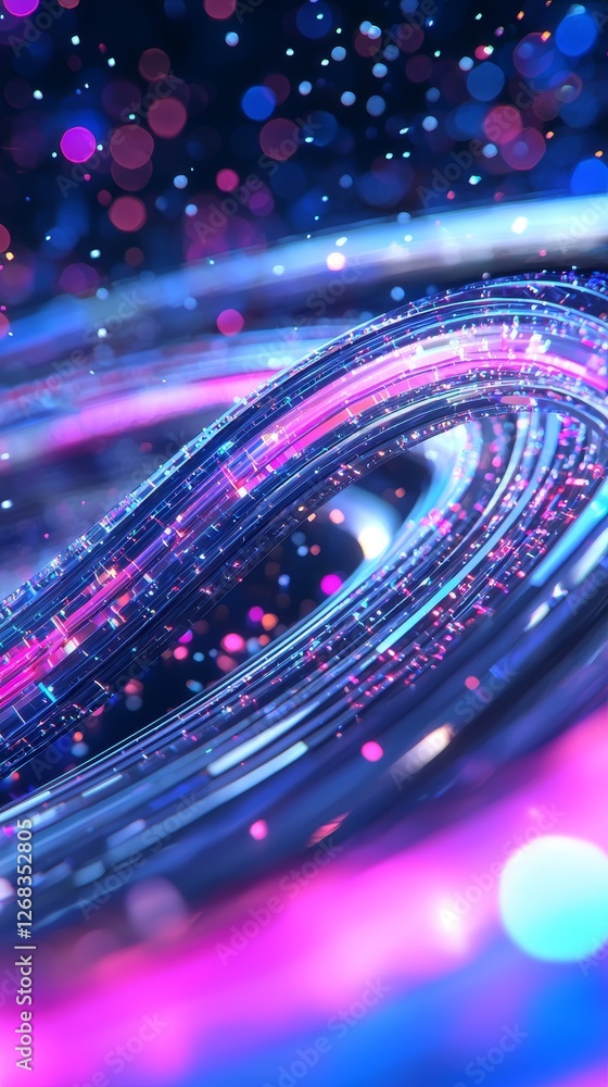 Poster vibrant light trails abstract digital landscape motion graphics colorful environment dynamic viewpoi