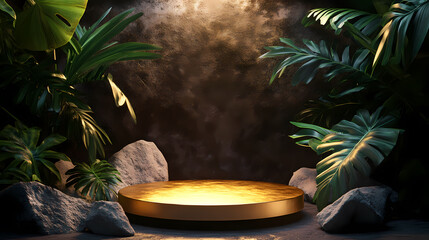 Obraz premium Mysterious Golden Platform in Tropical Setting