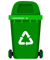 Green trash can icon isolated on white background for organic waste. Recycle bin or rubbish bin vector illustration. Symbolizing or sorting garbage, save earth, and waste separation. 