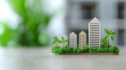 Eco-friendly urban development city model indoor close-up sustainability