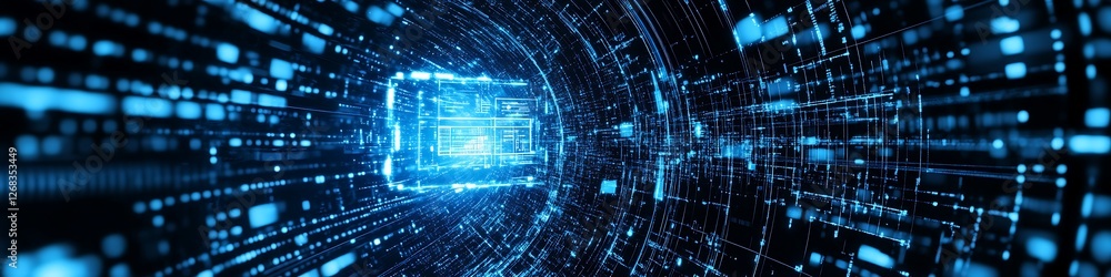 Aufkleber abstract digital data flow tunnel visualization