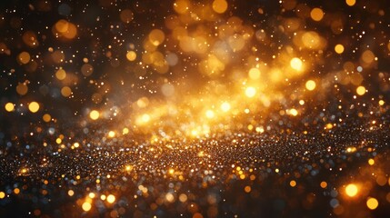 Gold and black abstract background with bokeh lights