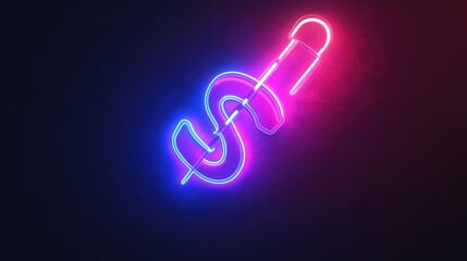 Neon glowing icon of a magnet drawing money towards an individual, emphasizing the concept of financial abundance and the attraction of wealth