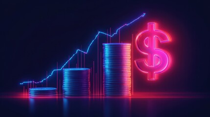 increasing savings with a stack of coins and a measurement tool, highlighted by a prominent dollar symbol.