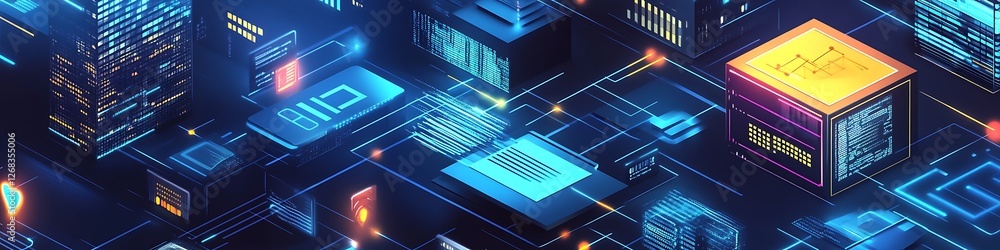 Aufkleber abstract digital cityscape representing data flow and technology