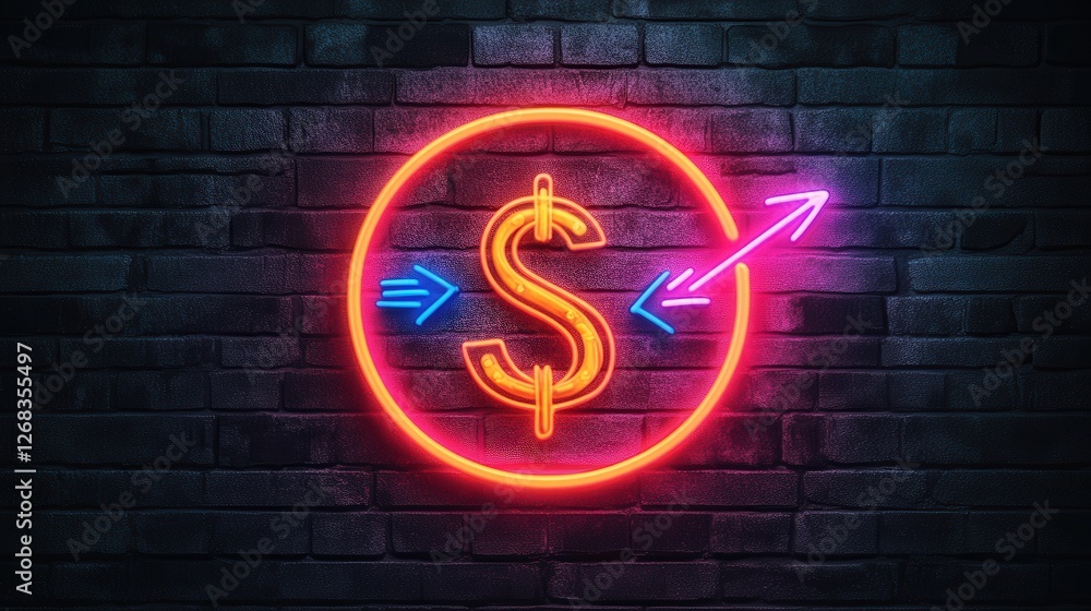 Poster clock with a dollar symbol and dual arrows, representing the relationship between time and money in 