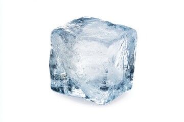 Obraz premium Single ice cube, studio shot, white background, refreshment