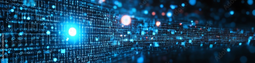 Poster abstract digital data stream flowing through cyberspace