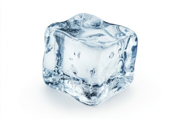 Obraz premium Single ice cube, frozen, clear, studio, white background, drink cooler