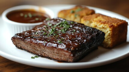 Delicious Bbq Brisket with Cornbread Slices