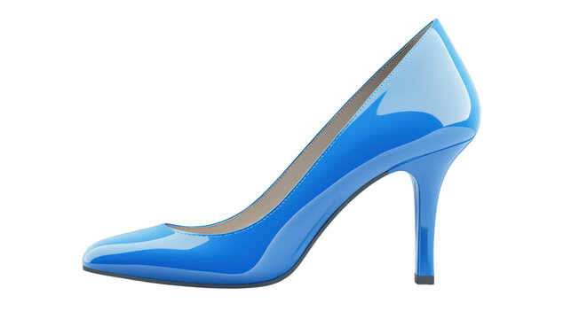 Shiny blue high heel shoe isolated on transparent background